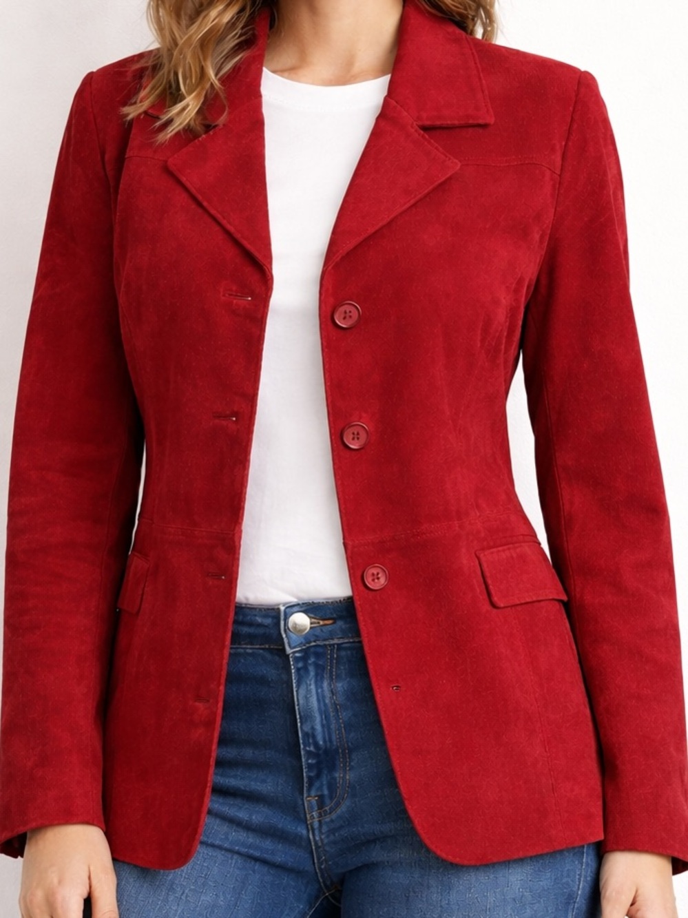 Junction West Red Suede Leather Blazer Jacket Small